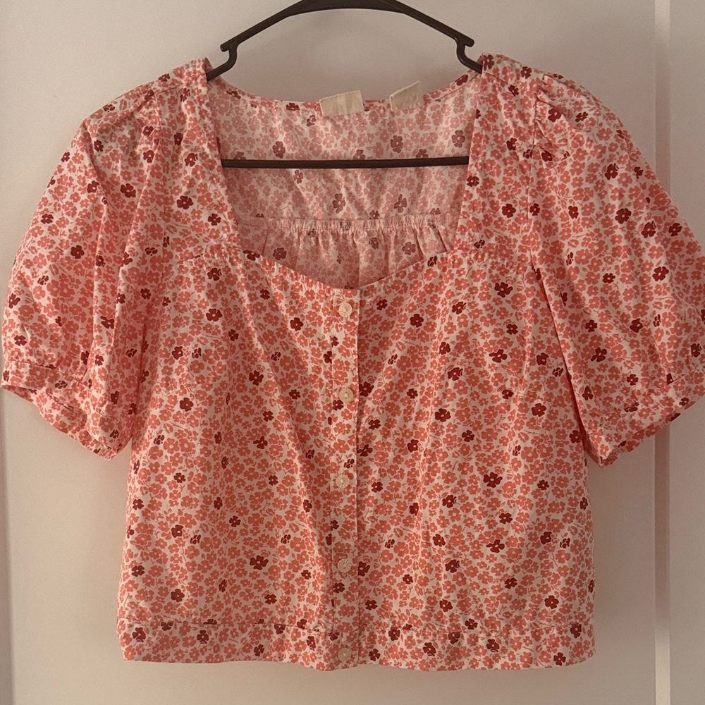 Levi's Pink Puff Sleeve Crop Blouse